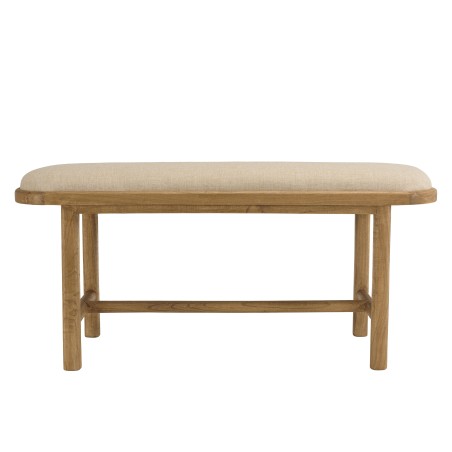 Bench with white cushion in wood and rattan | Amy Collection