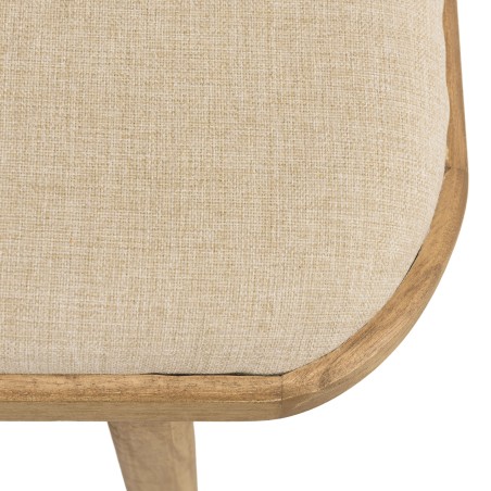 Banco con cojín blanco de madera y ratán | Colección Amy