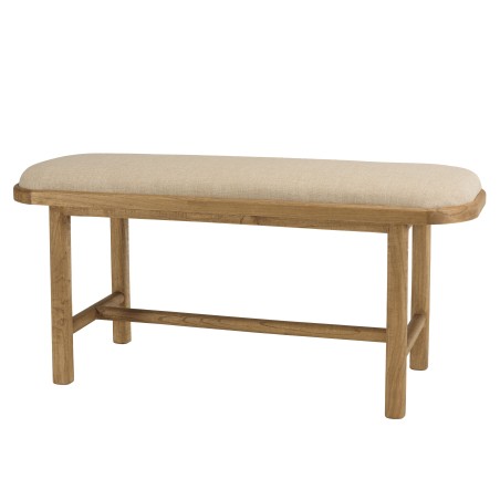 Bench with white cushion in wood and rattan | Amy Collection