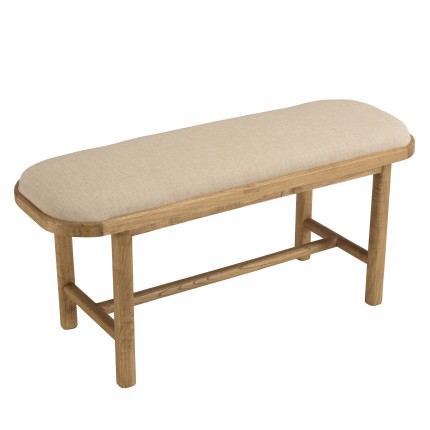 Banc avec coussin beige en bois et rotin | Collection Amy