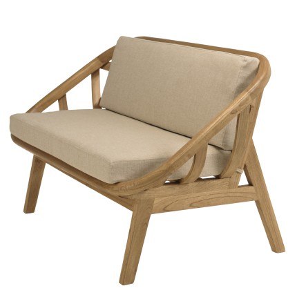 Canapé 2 places coussins beige en bois et rotin | Collection Amy