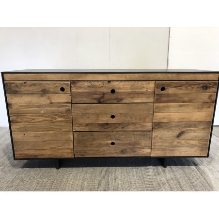 Second Hand - Natural and Black Recycled Pine - 2 Doors 3 Drawers