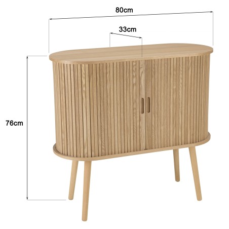 Buffet ovale 80x33cm en bois couleur naturelle | Seconde Vie