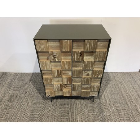 CARLA Sideboard 2 Doors Fir Wood and Metal Legs - Elegant Storage Solution