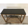 SECONDE MAIN - Console rect. double plateau effet béton foncé et bois acacia