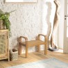 Tabouret en bois de Mindi et rotin naturel - Seconde Vie