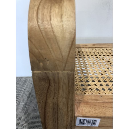 Tabouret en bois de Mindi et rotin naturel - Seconde Vie