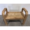 Tabouret en bois de Mindi et rotin naturel - Seconde Vie