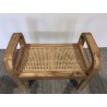 Tabouret en bois de Mindi et rotin naturel - Seconde Vie