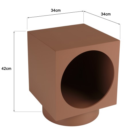 34x34cm square side table in terracotta-painted wood | Second Life