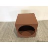 Table d'appoint carrée 34x34cm en bois peint terracotta | Seconde Vie
