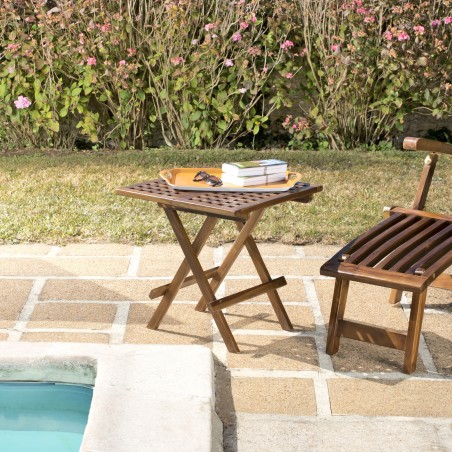 Square garden picnic table, 50x50cm, oiled teak | Second Life