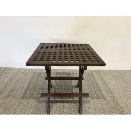 Table pique nique de jardin carrée 50x50cm bois teck huilé | Seconde Vie