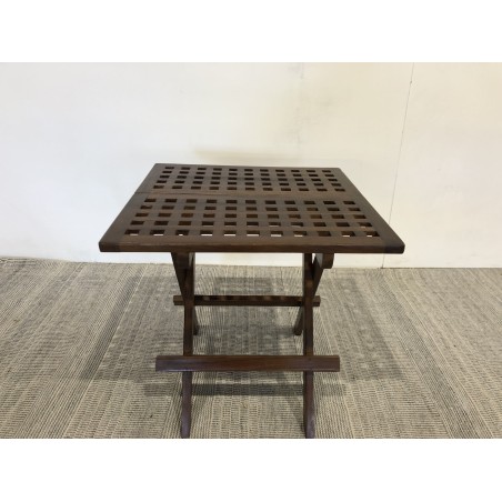 Table pique nique de jardin carrée 50x50cm bois teck huilé | Seconde Vie