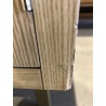 Meuble TV bois 2 niches 2 portes toile de jute pieds doré | Seconde Main