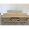 Meuble TV bois 2 niches 2 portes toile de jute pieds doré | Seconde Main