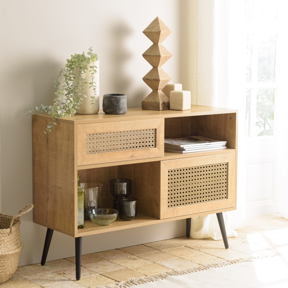 Buffet bas marron CHARLIE 3 niches 2 portes | Seconde Main