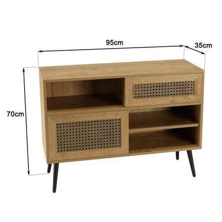 Buffet bas marron CHARLIE 3 niches 2 portes | Seconde Main