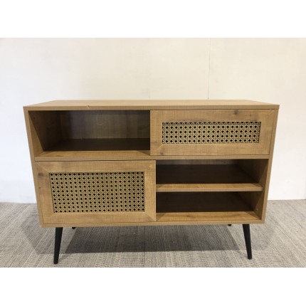 CHARLIE Low Brown Sideboard with 3 Compartments and 2 Doors