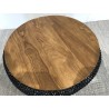 Table basse ronde en rotin noir 80x80cm | Seconde Vie