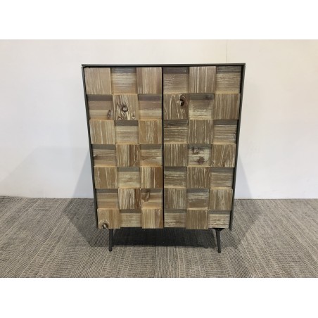 Sideboard 2 Doors Fir Wood and Metal Legs - Second Hand