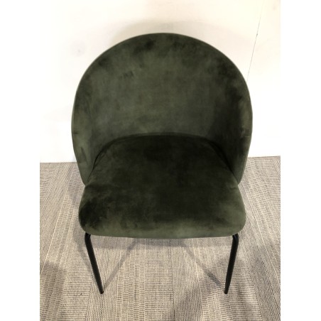 Green velvet fabric chair with wraparound backrest | Seconde Vie