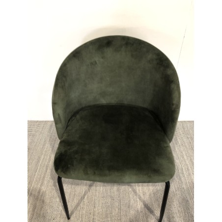 Chaise tissu velours vert dossier enveloppant | Seconde Vie