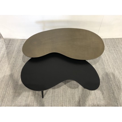 SECOND-HAND - Set of 2 oval coffee tables in matt black and gold aluminium