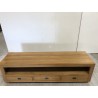 Brown TV cabinet with 3 teak wood drawers | Second-hand