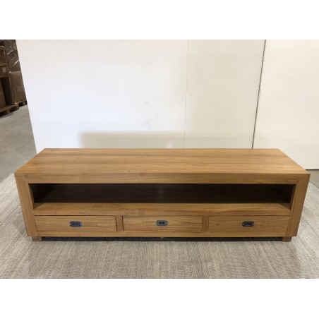 Meuble TV marron 3 tiroirs bois Teck | Seconde Main