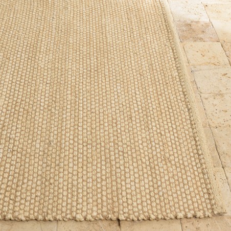 Alfombra rectangular de yute y algodón color beige | Macabane