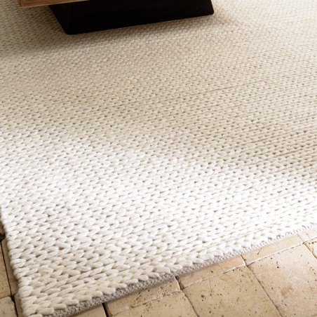 Alfombra rectangular 300x400cm de lana tejida color blanco | Macabane