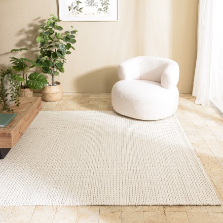 Alfombra rectangular 300x400cm de lana tejida color blanco | Macabane