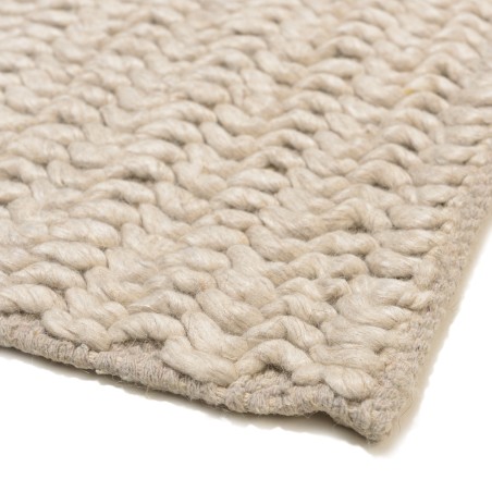 Rechteckiger Teppich 300x400cm aus gewebter Wolle beige | Macabane
