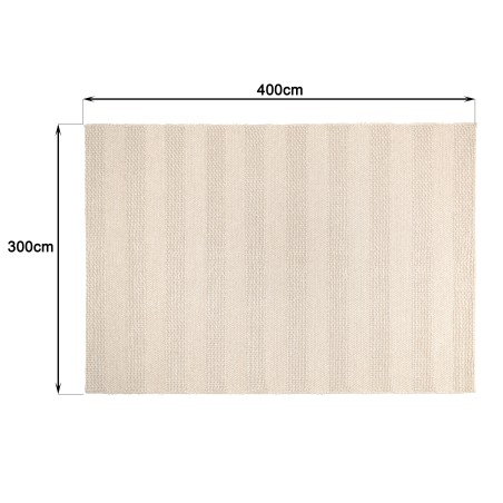 Rechthoekig vloerkleed 300x400cm van beige geweven wol | Macabane