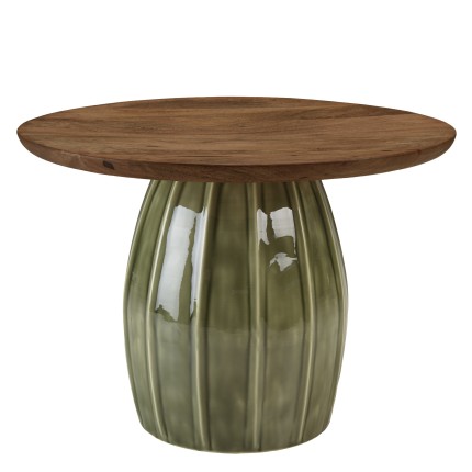 Table basse 60x60 cm en manguier et émail vert | Meubles Macabane
