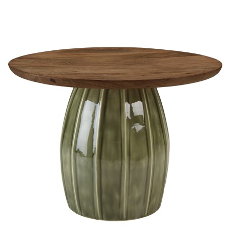 Salontafel 60x60 cm van mangohout en groen email | Macabane Meubelen