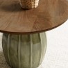 Salontafel 60x60 cm van mangohout en groen email | Macabane Meubelen