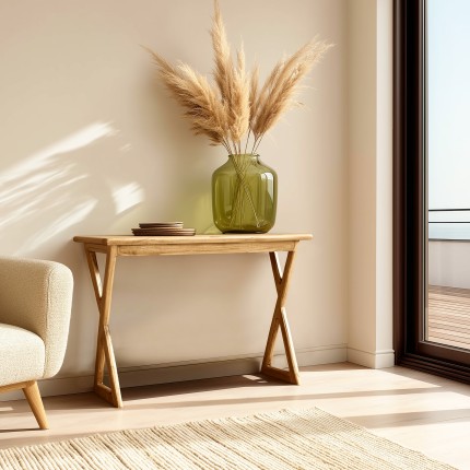 Console 110cm en bois de mindi pieds croisés | Macabane