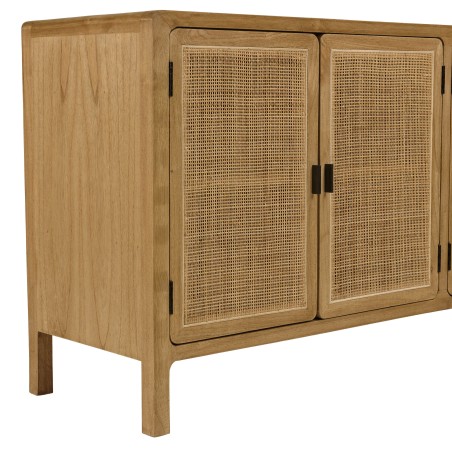 Buffet 4 portes 170cm en bois de mindi et rotin naturel | Macabane