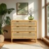 Ladekast 3 lades 100cm van mindihout en naturel rotan