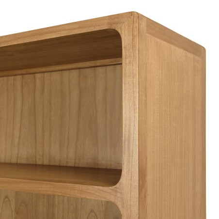 Bücherregal 2 Türen 3 Böden H180cm aus Mindiholz und Rattan | Macabane