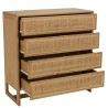 Cassettiera 4 cassetti 90cm in legno di mindi e rattan naturale