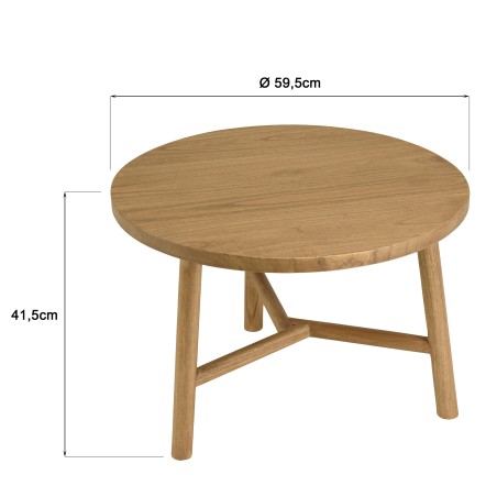 AMY - Round side table in mindi wood, D60cm