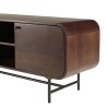 Design tv-meubel donker hout en zwart metaal 3 deuren | Macabane