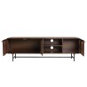 Design tv-meubel donker hout en zwart metaal 3 deuren | Macabane