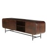 Design tv-meubel donker hout en zwart metaal 3 deuren | Macabane