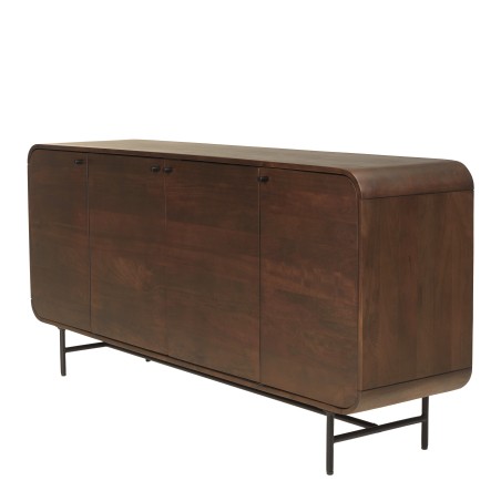 Buffet design bois foncé et métal noir 4 portes | Macabane
