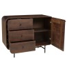 ALIX - Designer sideboard in dark wood and black metal, 1 door and 3 drawers