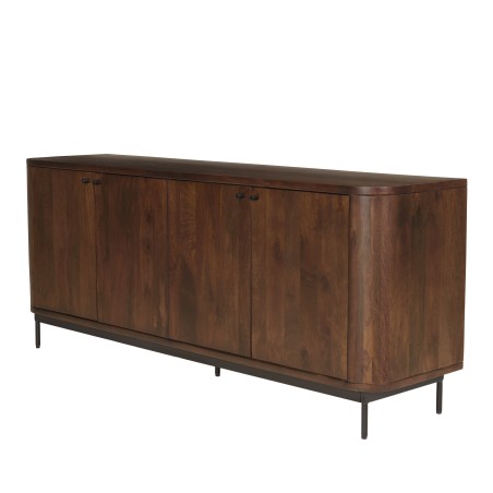 Buffet design bois foncé et métal noir 4 portes - Macabane
